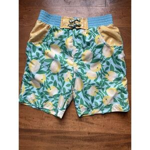Matilda Jane Boys Swim Trunks Size 8‎ Lemon Leaf Pattern Elastic Waist Lined